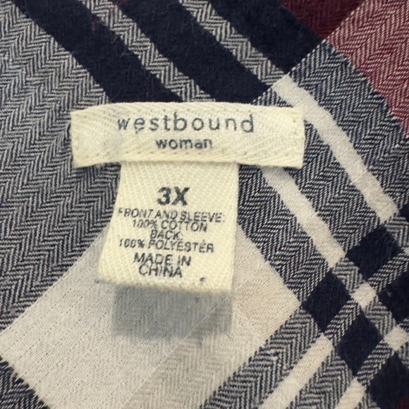 Westbound Woman Mixed Media Button Up Blouse Top Women's 3X Office Workwear - Picture 6 of 8